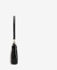 Crocodile Effect Leather Shoulder Handbag