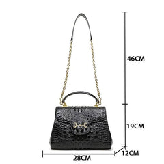 Crocodile Shoulder Handbag with Leather Top Handle