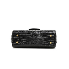 Crocodile Shoulder Handbag with Leather Top Handle