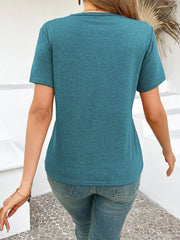 Cross Line Detail Round Neck T-Shirt