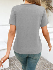Cross Line Detail Round Neck T-Shirt