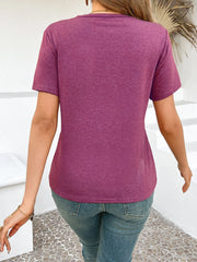 Cross Line Detail Round Neck T-Shirt