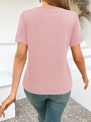 Cross Line Detail Round Neck T-Shirt