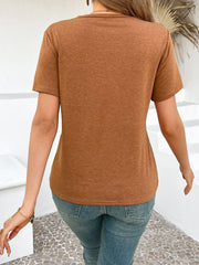 Cross Line Detail Round Neck T-Shirt