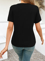 Cross Line Detail Round Neck T-Shirt