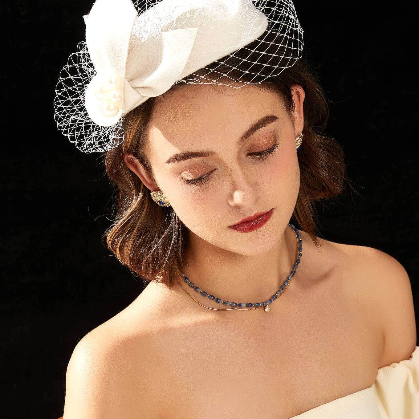 Crown Woven Sapphire Gemstone Stud Gold Earrings