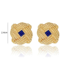 Crown Woven Sapphire Gemstone Stud Gold Earrings