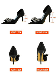 Crystal Butterfly Knot Ankle Cut Heels