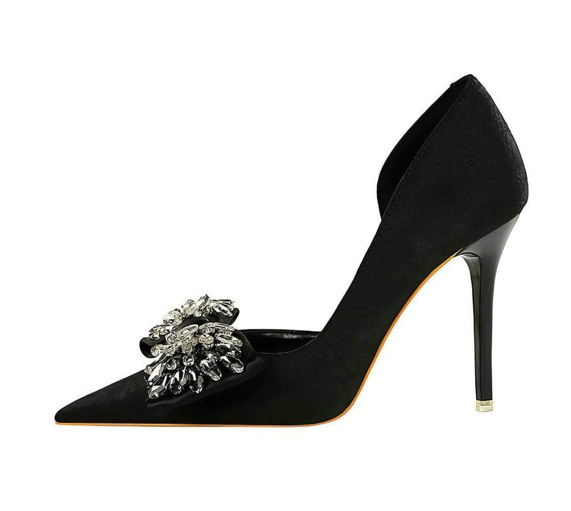 Crystal Butterfly Knot Ankle Cut Heels