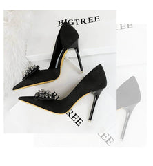 Crystal Butterfly Knot Ankle Cut Heels