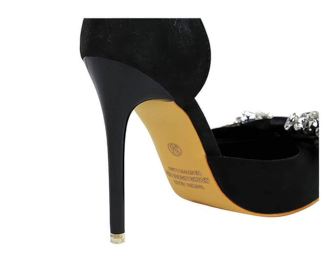 Crystal Butterfly Knot Ankle Cut Heels