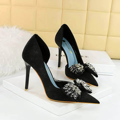 Crystal Butterfly Knot Ankle Cut Heels