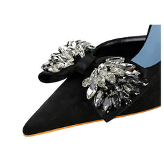 Crystal Butterfly Knot Ankle Cut Heels