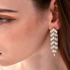 Crystal Chandelier Tassel Clip-On Earrings