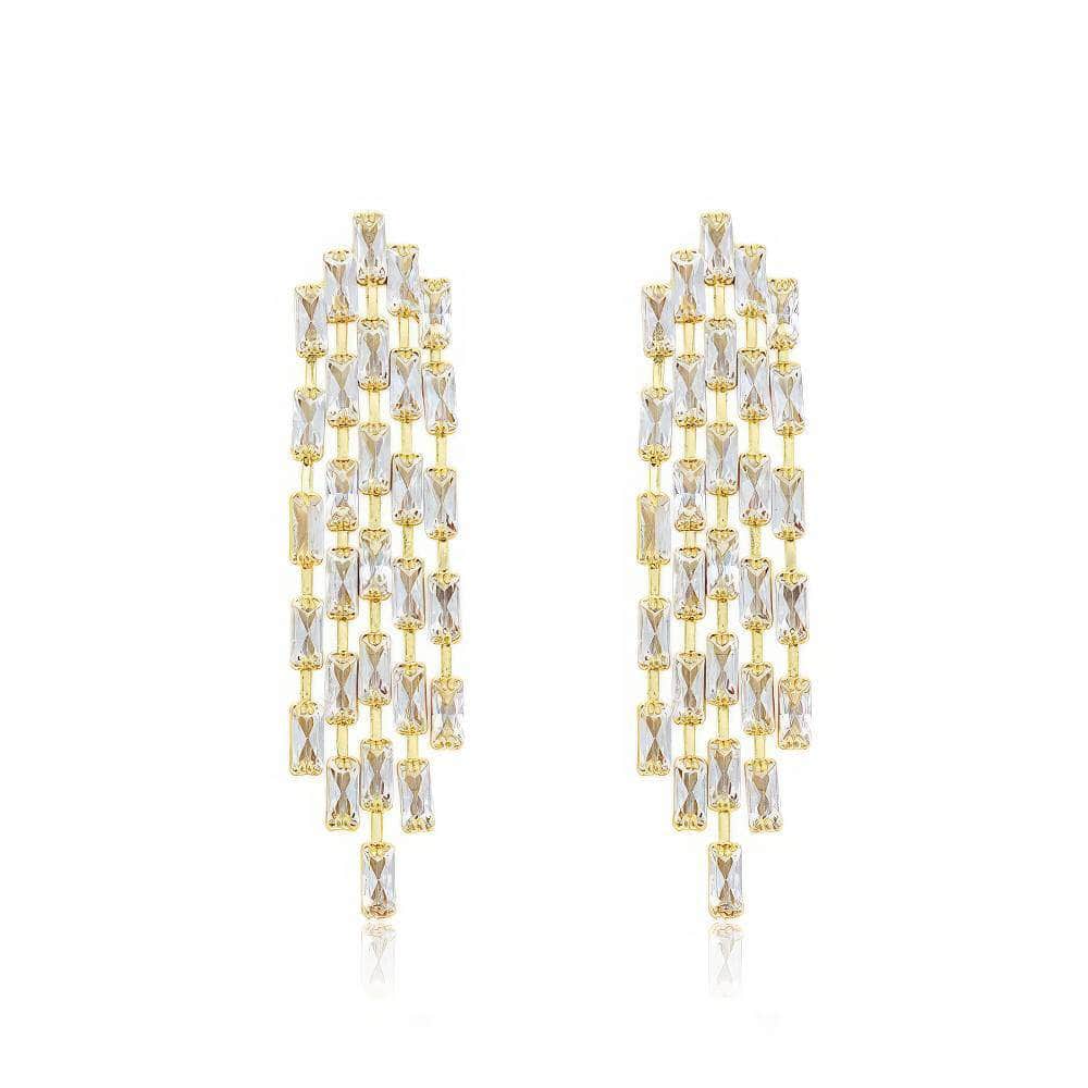 Crystal Chandelier Tassel Clip-On Earrings Silver / Clip On