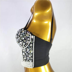 Crystal Rhinestone-Encrusted Beaded Bralette