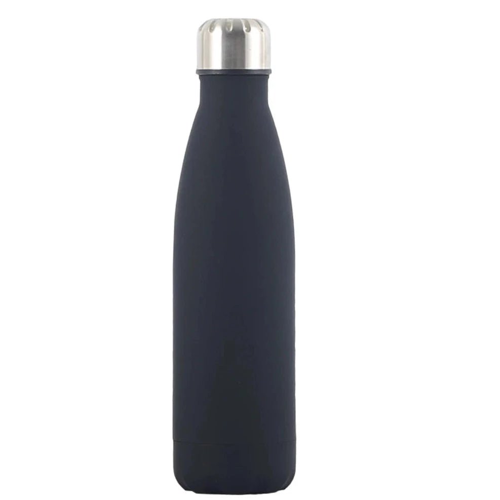 Custom insulated water bottle for hot and cold drinks, ideal wedding and bridesmaid gifts black / white text