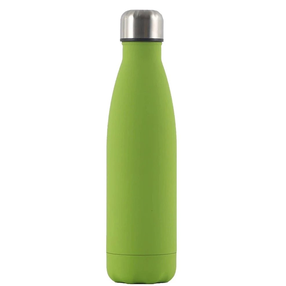 Custom insulated water bottle for hot and cold drinks, ideal wedding and bridesmaid gifts green / white text