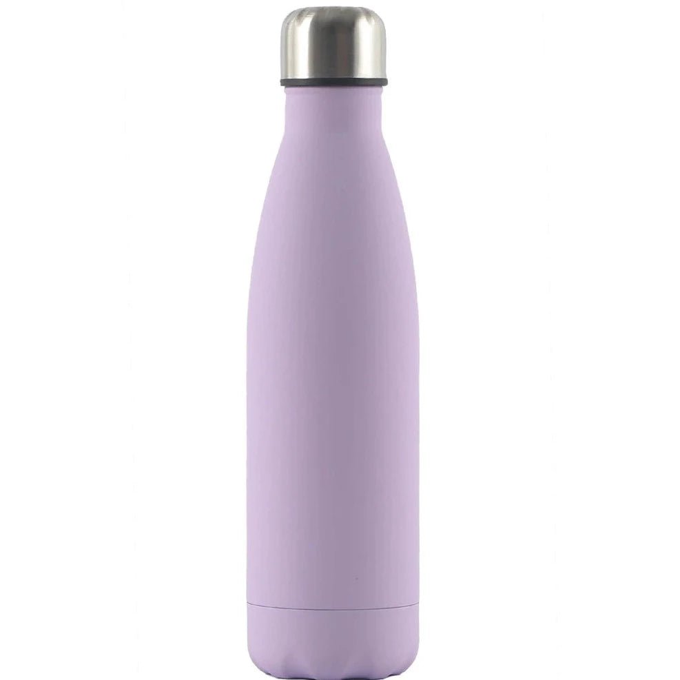Custom insulated water bottle for hot and cold drinks, ideal wedding and bridesmaid gifts lavender / white text