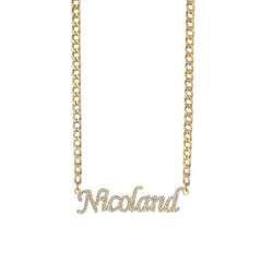 Custom Personalized Name Stainless Steel Necklace - Bling Pendant with Cubic Zircon Letters, Ideal for Women silver color / 4mm NK Chain / 35cm
