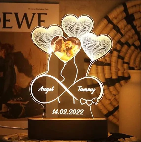 Custom Photo Night Light - Engraved 3D Lamp with Personalized Photo, Gift for Her, Engagement, Couple, Personalized Anniversary Gift for Bedroom Decor 1 color base / Free Custom 4