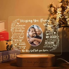 Custom Sympathy Gift: Light-Up Picture Frame with Personalized Photo and Memorial Plaque