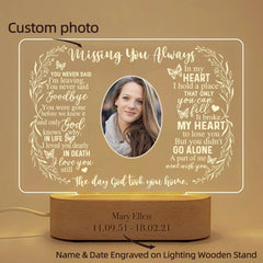 Custom Sympathy Gift: Light-Up Picture Frame with Personalized Photo and Memorial Plaque Warm Light / Style 1