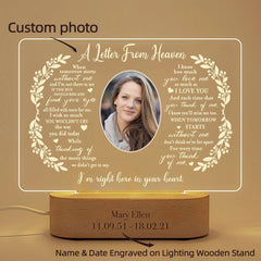 Custom Sympathy Gift: Light-Up Picture Frame with Personalized Photo and Memorial Plaque Warm Light / Style 2