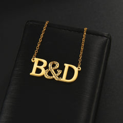 Custom Zircon Letter Name Necklace for Women Style 2 / silver color / 30cm