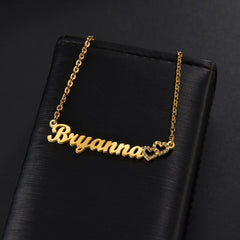 Custom Zircon Letter Name Necklace for Women Style 3 / silver color / 30cm