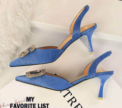 Cut Out Detailed Rhinestone Court Sandals