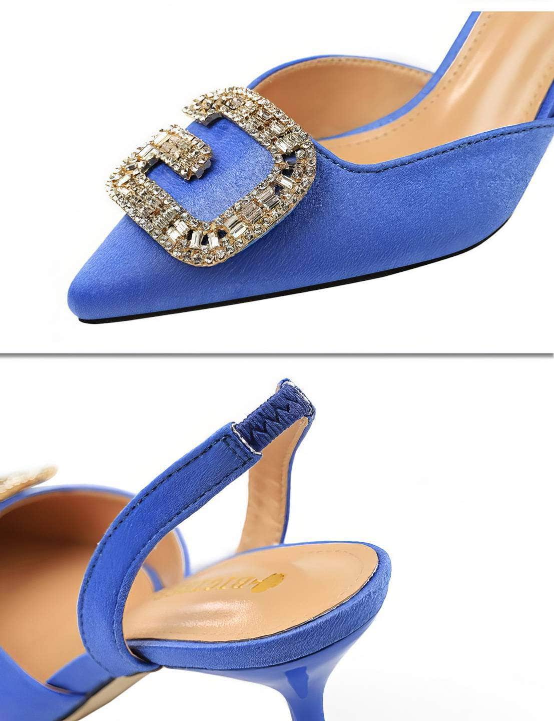 Cut Out Detailed Rhinestone Court Sandals