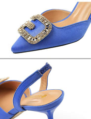 Cut Out Detailed Rhinestone Court Sandals