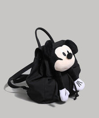 Cute Black and White Plush Face Pocket Schoolbag