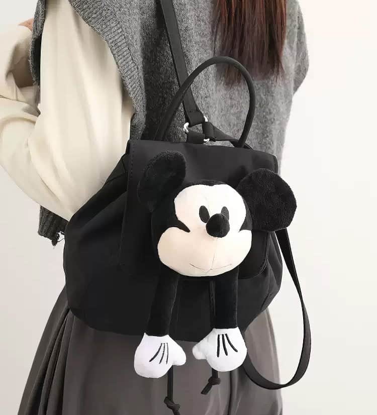 Cute Black and White Plush Face Pocket Schoolbag