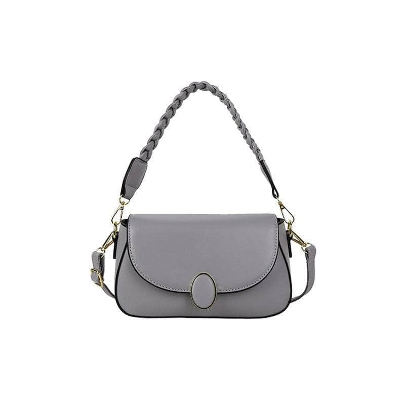 Cute Flap Crossbody Shoulder Leather Handbag Gray