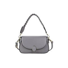 Cute Flap Crossbody Shoulder Leather Handbag Gray