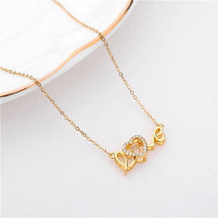Cute Gold Color Love Letter Crystal Heart Pendant Necklace - Romantic Wedding Party Jewelry for Women 8015 love