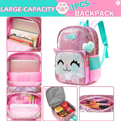 Cute Sequin Backpack Set for Girls