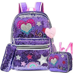 Cute Sequin Backpack Set for Girls zhupianziseaixin