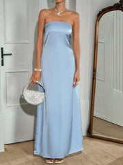 Cutout Back Tube Maxi Dress