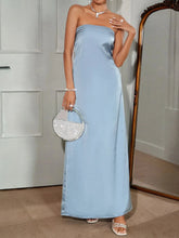 Cutout Back Tube Maxi Dress Light Blue / S