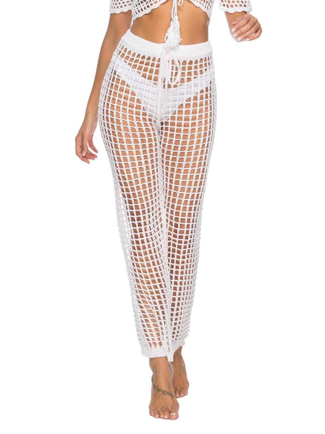 Cutout High Waist Swim Pants White / S
