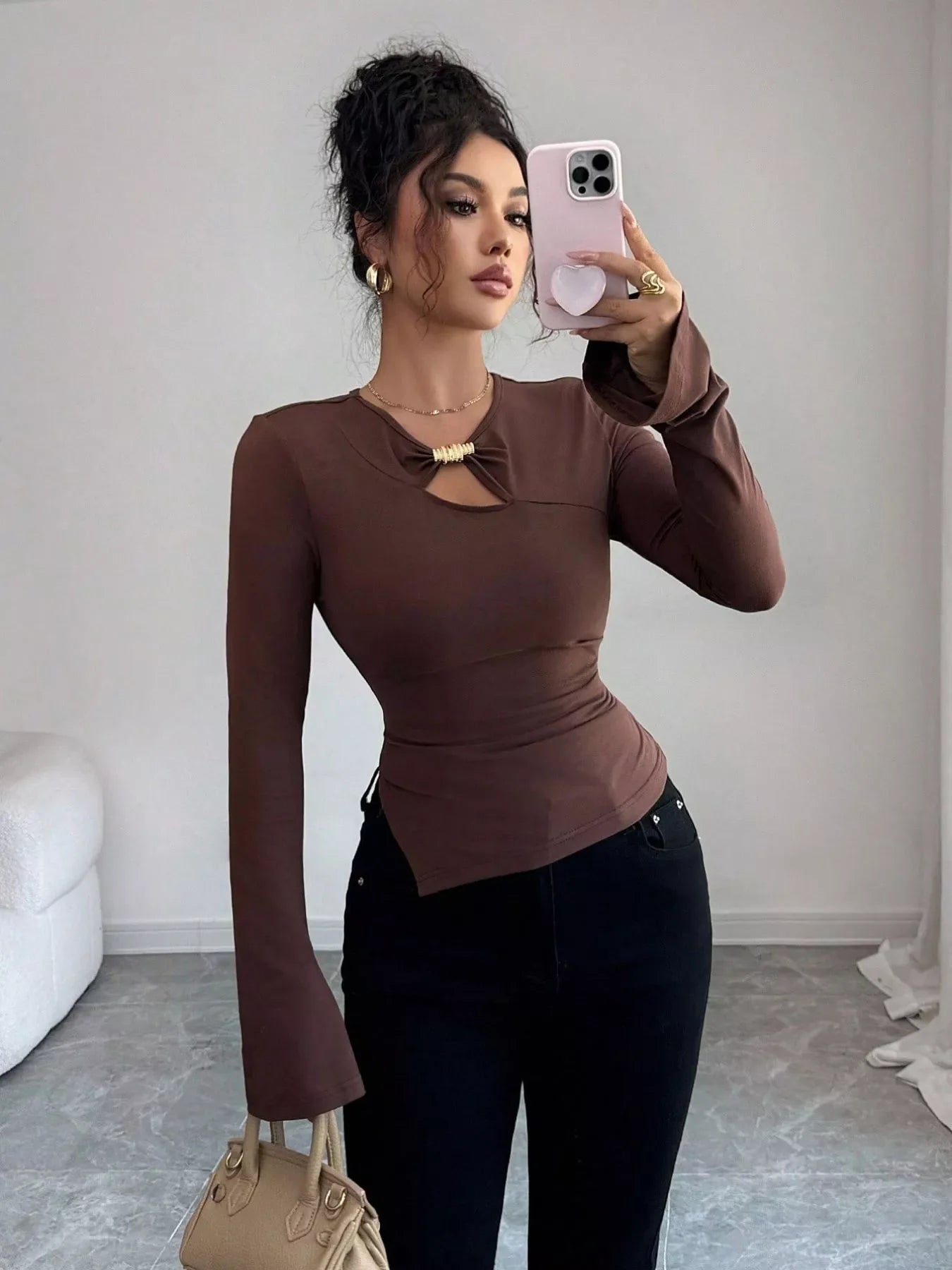 Cutout Long Sleeve T-Shirt