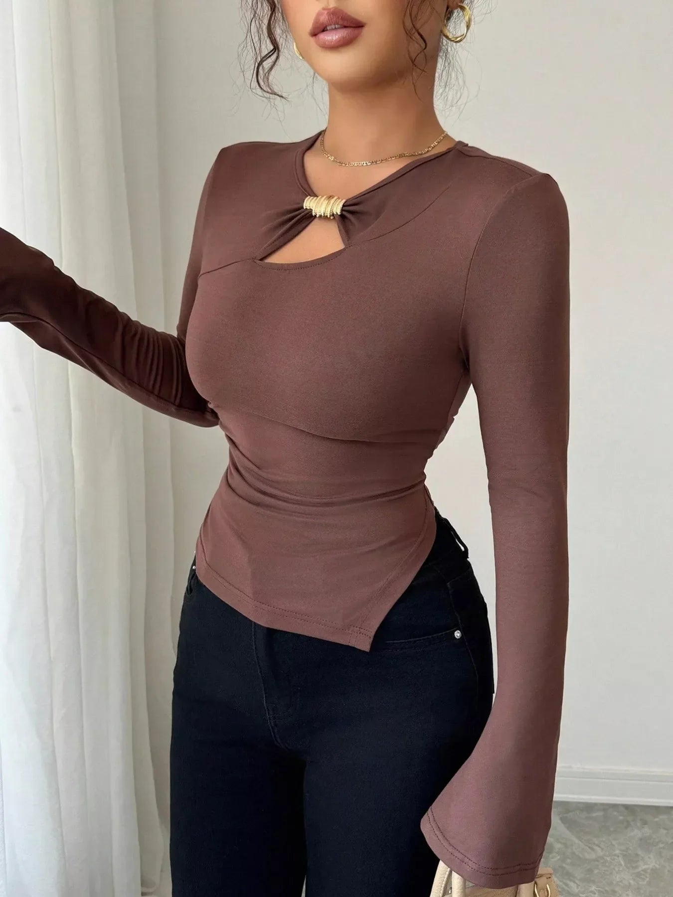 Cutout Long Sleeve T-Shirt
