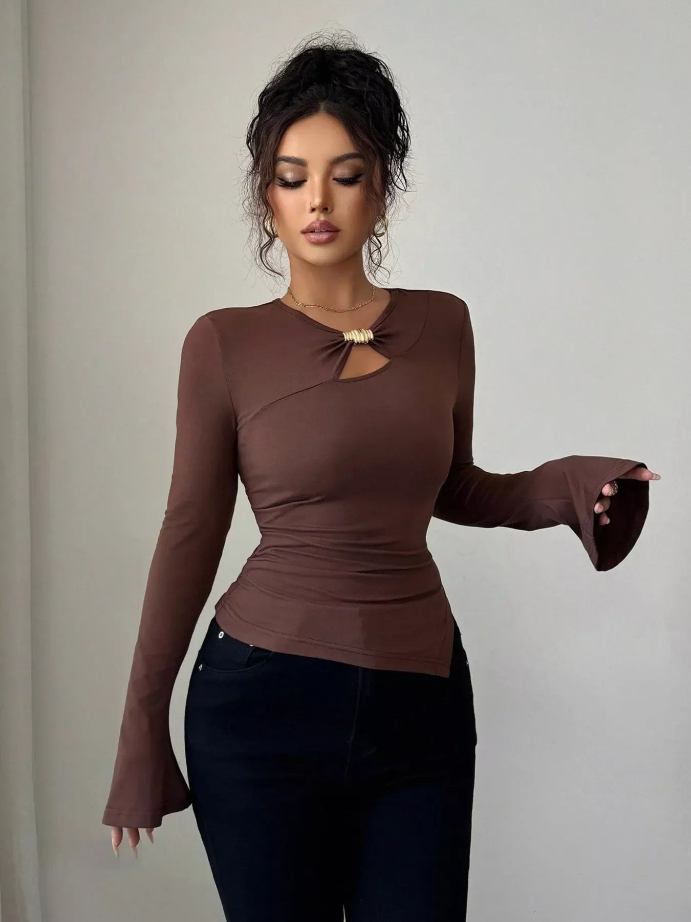 Cutout Long Sleeve T-Shirt