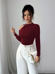 Cutout One-Shoulder Long Sleeve T-Shirt