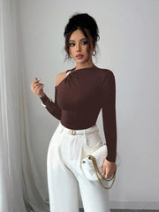 Cutout One-Shoulder Long Sleeve T-Shirt