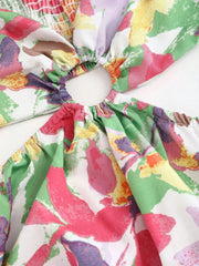 Cutout Printed Tie Shoulder Dress