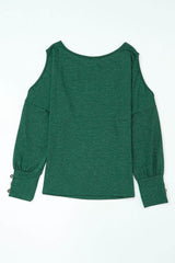 Cutout Round Neck Long Sleeve Top